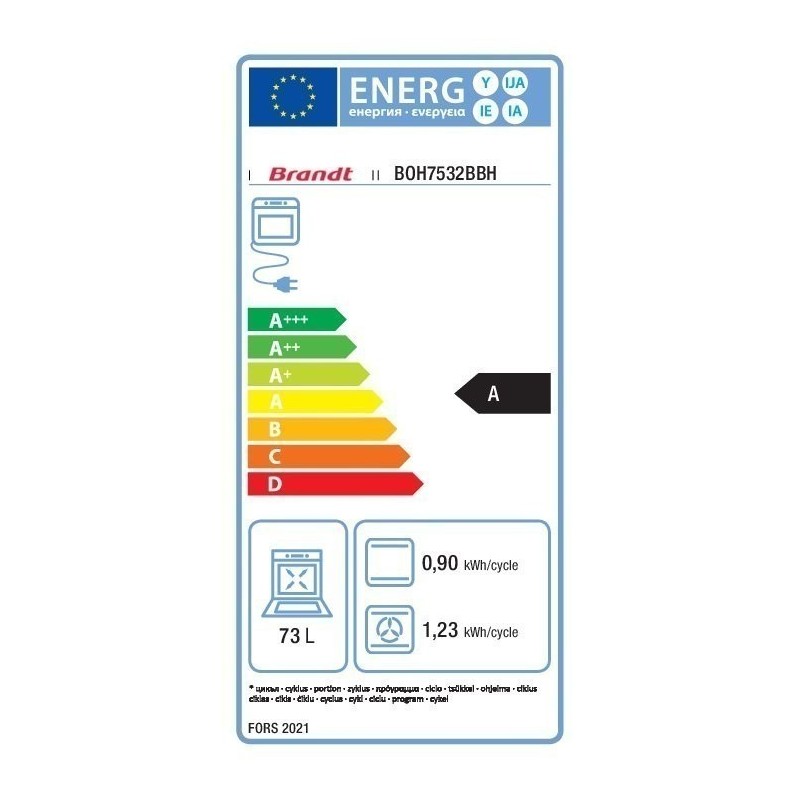 BRANDT Backofen 60 cm BOH7532BBH-1