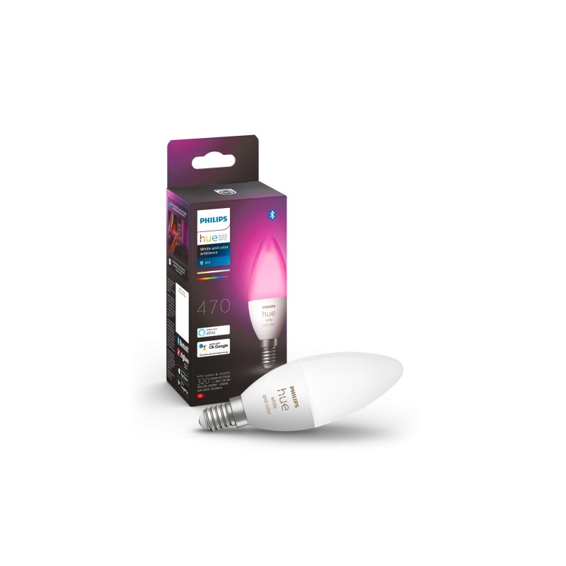 Éclairage intelligent|Philips Hue Ampoule White & Color Ambiance, E14, BT
