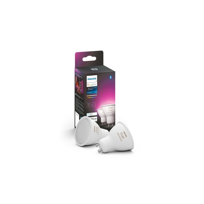 Éclairage intelligent|Philips Hue Ampoule White & Color Ambiance, GU10, 2 pièces, BT