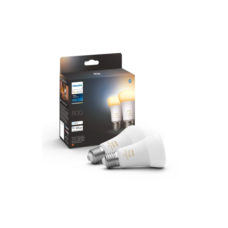 Éclairage intelligent|Philips Hue Ampoule White Ambiance, E27, 2 pièces, BT