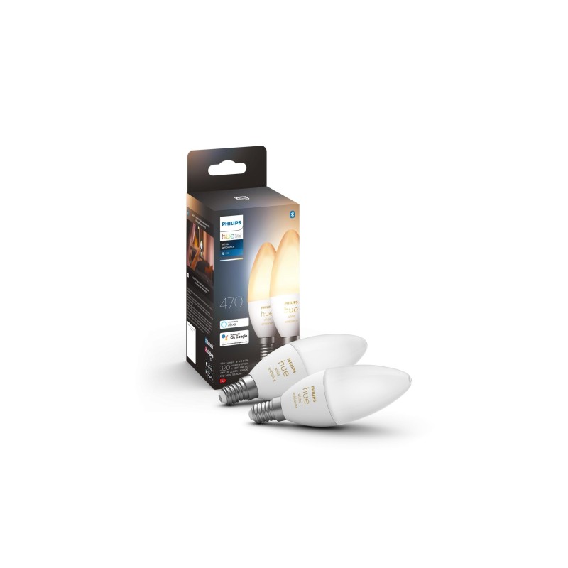 Éclairage intelligent|Philips Hue Ampoule White Ambiance, E14, 2 pièces, BT