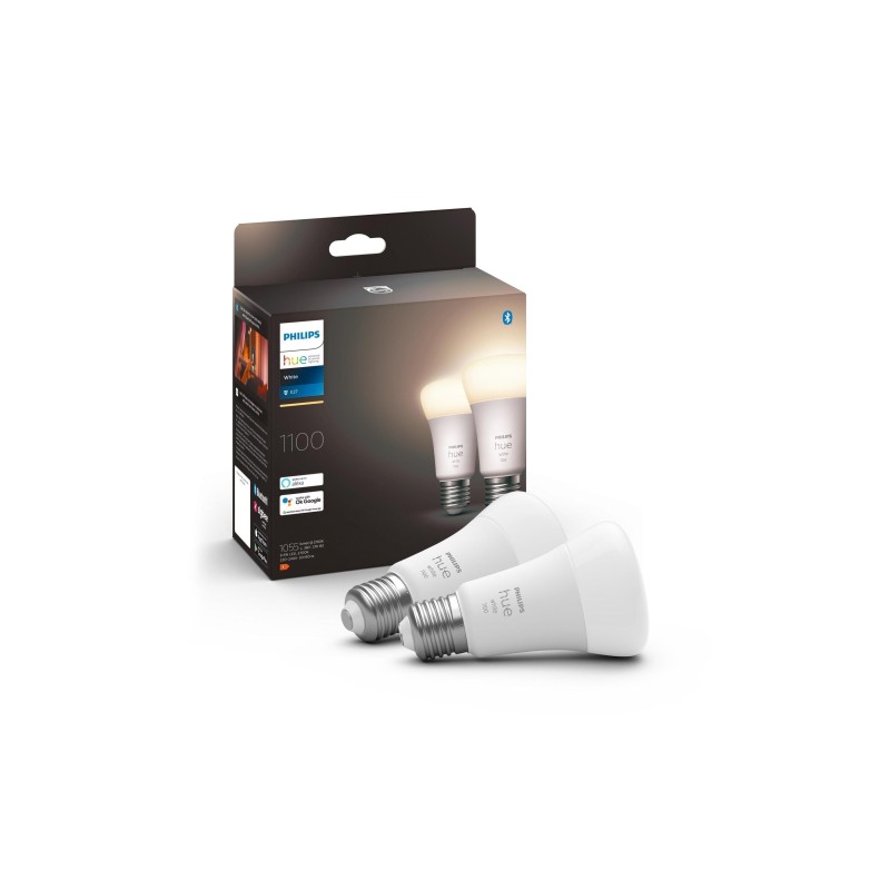 Éclairage intelligent|Philips Hue Ampoule White, 9.5 W, E27, 2 pièces, Bluetooth