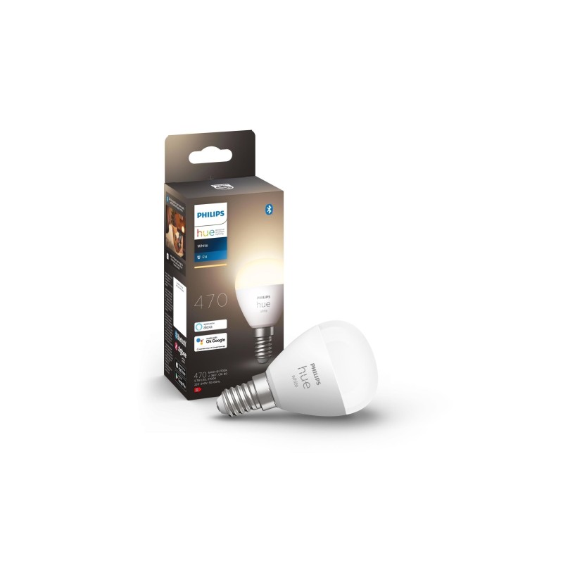 Éclairage intelligent|Philips Hue Ampoule White, 5.7 W, E14, Lustre, BT