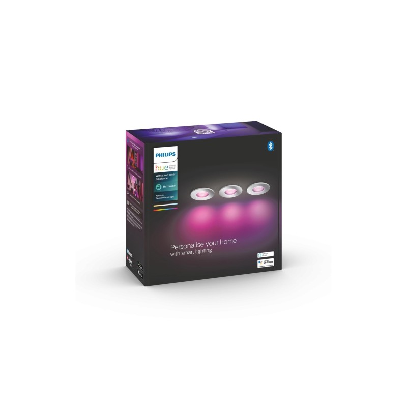 Éclairage intelligent|Philips Hue Spot à encastrer White & Color Ambiance, Xamento, argent, 3 s