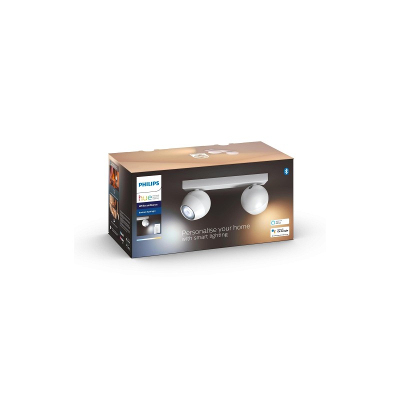 Éclairage intelligent|Philips Hue Spot de plafond White Ambiance, Buckram, 2 x GU10, blanc, BT