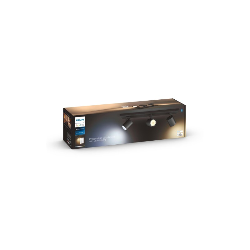 Éclairage intelligent|Philips Hue Spot encastré White Ambiance, Coulisseau, 3 x GU10, noir