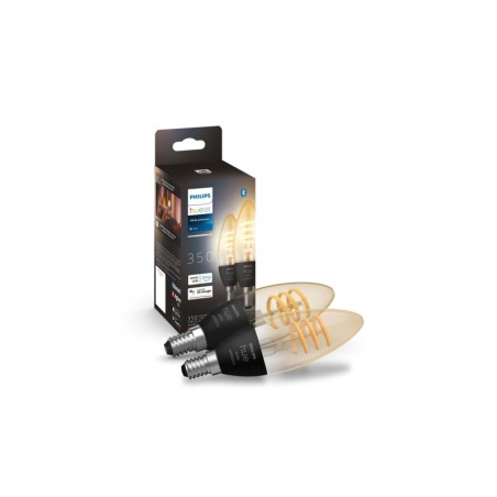 Éclairage intelligent|Philips Hue Ampoule Ambiance blanche, 4,6 W, E14, filament, 2 pièces